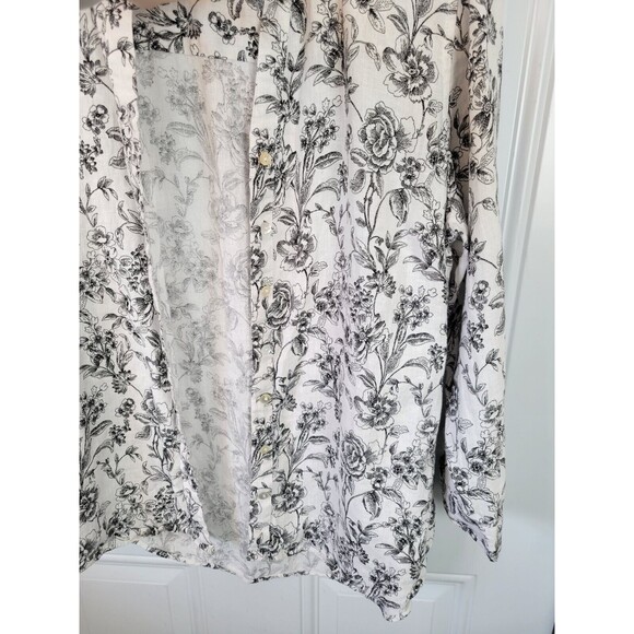 Joie Plus Size Linen Button-Down Top Size 1X Floral Long Sleeve - Picture 4 of 7